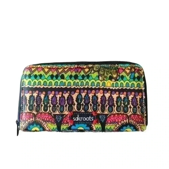 Sakroots Colorful Bohemian Zip Top Wallet - Picture 1 of 13